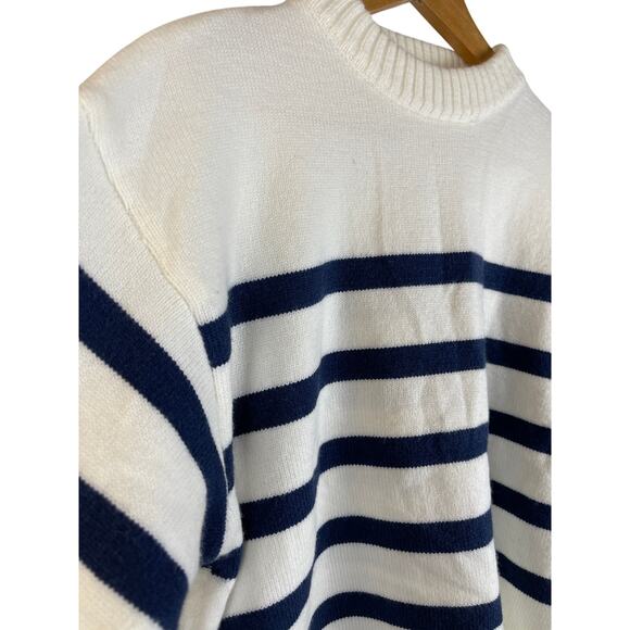 Nautical Striped Crewneck Boxed Cozy Stretchy Banded Sweater Size Medium - Picture 4 of 8